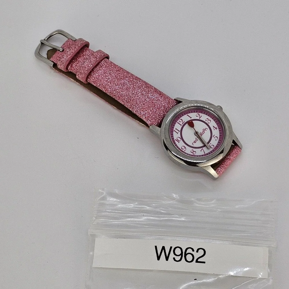 Red Balloon Watch Women 31MM White Dial Pink Leather Bands Up to 6.5